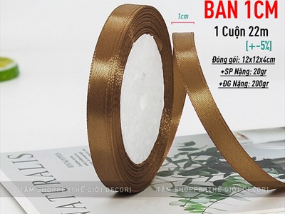 Ruy băng màu đồng vải lụa satin [Nhiều cỡ - Cuộn 22m] RUYBANG-16